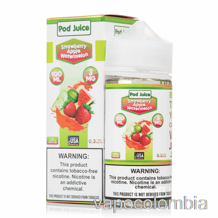 Vape Recargable Fresa Manzana Sandia - Jugo De Vaina - 100ml 12mg